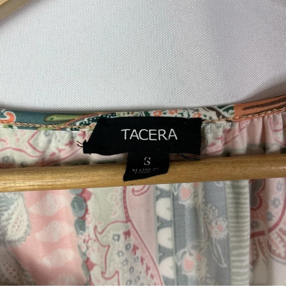 Tacera Green & Orange Mixed Print Long Sleeve Blouse S - Picture 4 of 4